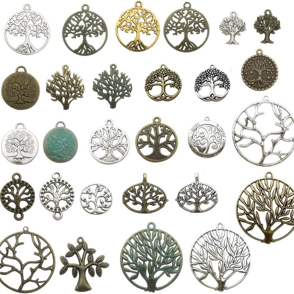 100g Craft Supplies Mixed Tree of Life Pendants Beads Charms Pendants for Crafti